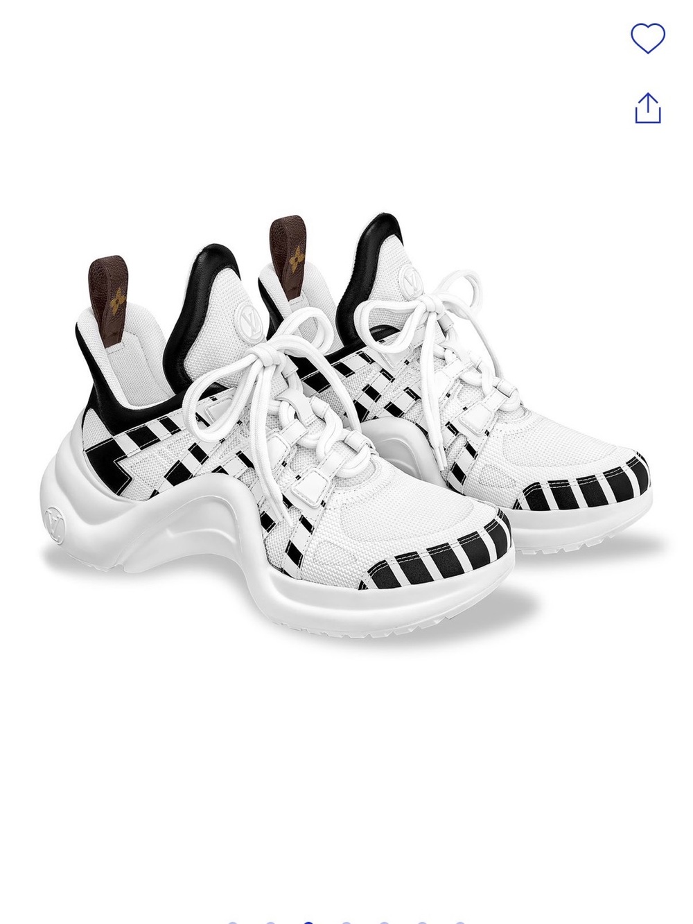 Louis Vuitton Archlight White Sneakers with Black Trim and Brown Pull Tabs